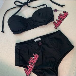 Motel Rocks Vintage Inspired Bikini Set - Black